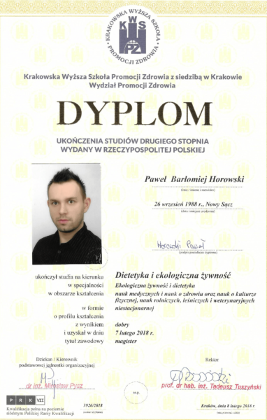 Dyplom ukończenia studiów II stopnia